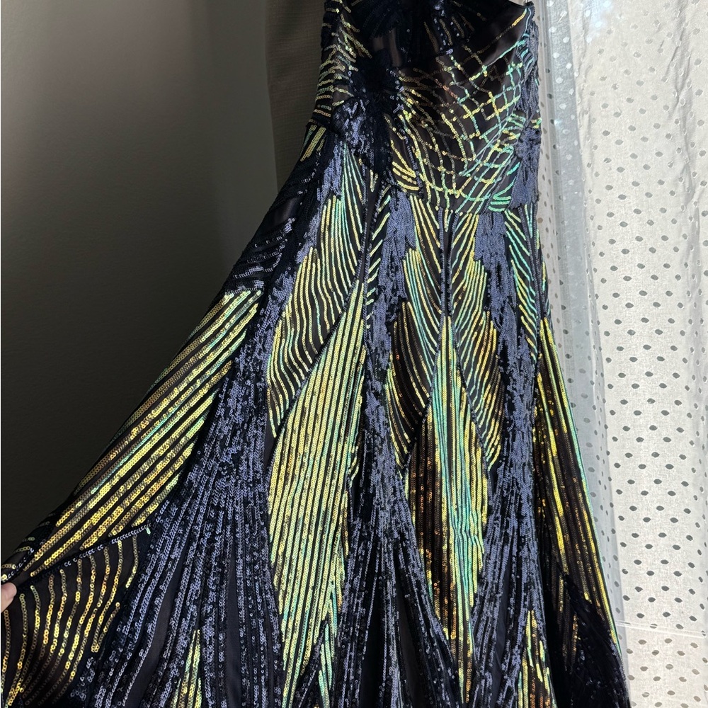 Dress the Population (Navy Multi) Strapless Elegant Navy Sequin Dress - Picture 6 of 9